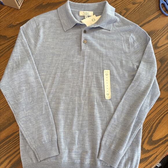 Turnbury Other - turnbury extra fine merino wool sweater collared pullover long sleeve blue med